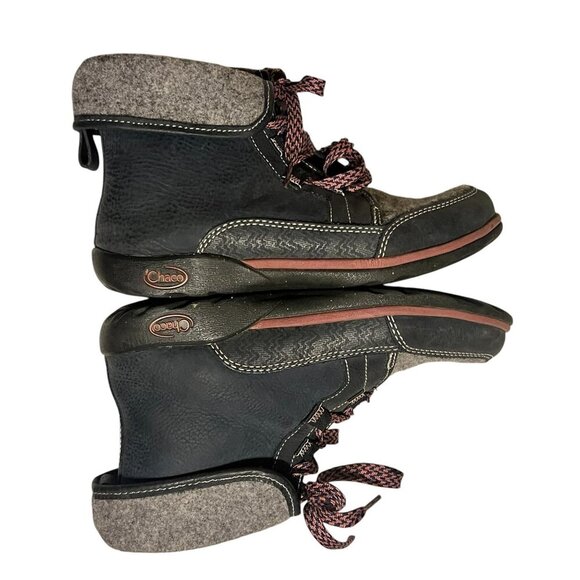 Chaco Womens Lace-Up Wool & Leather Ankle Boots Size 7.5 Gray/Black Durable - Picture 10 of 12
